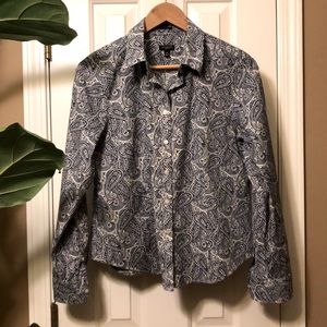 Talbots blue and white paisley LS shirt. Size 12P